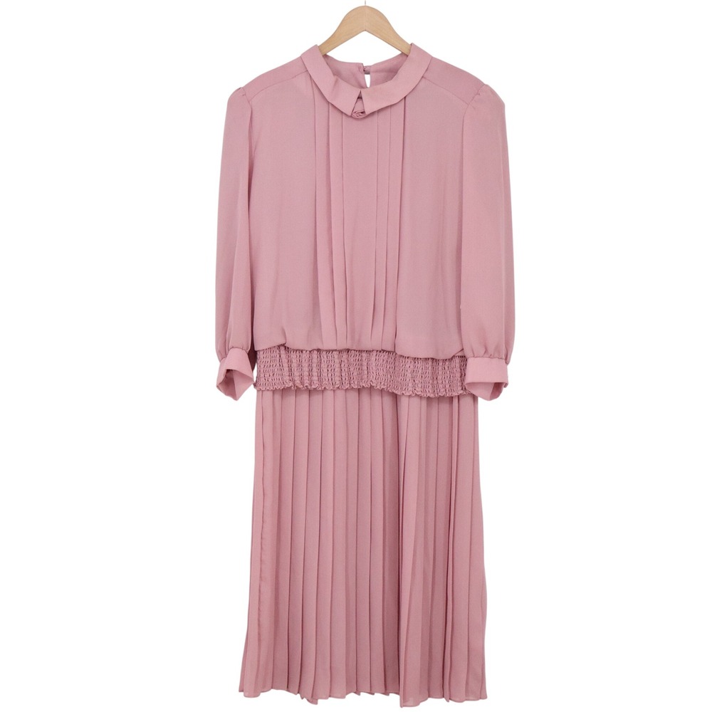 Carriage Court Dress Women 16 Pink Pleated Peter Pan Collar NWT New